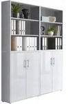Mid.you Aktenschrank Office Edition - SW Set 11, Grau, Wei&szlig; Hochglanz,