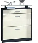 Vladon Schuhschrank, Creme, Holzwerkstoff, 89x104x23 cm, Garderobe,