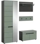 Livetastic Garderobe, Grau, Graugr&uuml;n, Holzwerkstoff, 3-teilig, 160x190x37 cm, FSC