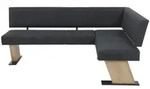 P & B Eckbank, Anthrazit, Textil, Holzoptik, 4-Sitzer, L-Form, nur wie online