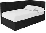 Altdecor Einzelbett, Schwarz, Textil, Ottomane links,L-Form, 100x200 cm,...