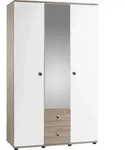 Carryhome Kleiderschrank, Wei&szlig;, Sonoma Eiche, Glas, Holzwerkstoff, 5 F&auml;cher, 2