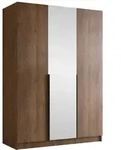 Mirjan24 Kleiderschrank, Nussbaum, Schwarz, Holzwerkstoff, 9 F&auml;cher,...