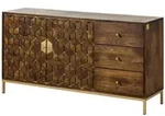 Massivmoebel24 Kommode, Braun, Holz, Echtholz,Mangoholz, 2 F&auml;cher, 3 Schubladen,
