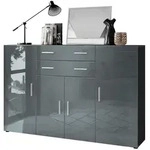 Vladon Highboard, Grau, Holzwerkstoff, 166.5x106.5x35 cm, Wohnzimmer, Kommoden &
