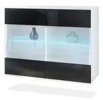 Vladon Kommode, Schwarz Hochglanz, Holzwerkstoff, 92.5x73.5x35 cm, Wohnzimmer,