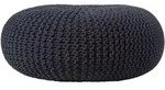 Homescapes Strick-Pouf, Schwarz, Textil, Uni, Rund, 70x23x70 cm, Wohnzimmer,...