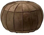 Homescapes Sitzpouf, Braun, Leder, Uni, Rund, 50x40x50 cm, Wohnzimmer, Hocker,...