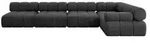 Altdecor Ecksofa, Schwarz, Textil, 6-Sitzer, L-Form, 380x190 cm, Wohnzimmer,...