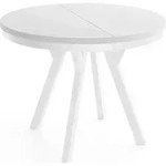 WFL Group Esstisch, Wei&szlig;, Holz, Echtholz, 5-Sitzer, Rund,Rund, 130x77x80 cm,
