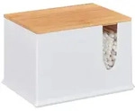 Relaxdays Aufbewahrungsbox, Wei&szlig;, Kunststoff, Holz, 15x10x11 cm, Badaccessoires,
