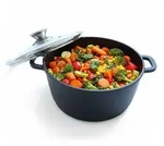 Relaxdays Schmortopf, Schwarz, Metall, Glas, 24x11x24 cm, Kochen, T&ouml;pfe,