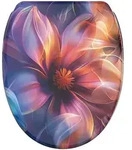 Sanilo Wc-Sitz, Blau, Lila, Orange, Holzwerkstoff, Baum/Pflanze/Natur, Oval,