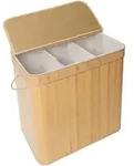 Relaxdays W&auml;schekorb, Hellbraun, Holz, Textil, 61x61.5x41.5 cm, Badaccessoires