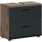 Mid.you Waschbeckenunterschrank, Schwarz, Eiche dunkel, Kunststoff, Holzoptik, 2