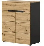 Inn.Furn Schuhschrank, Eiche Artisan, Grau, Kunststoff, Nachbildung,Eiche, Holz