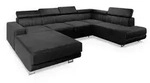 Masseno Wohnlandschaft, Schwarz, Metall, 5-Sitzer, U-Form, 335x89x202 cm, Wohnzimmer,
