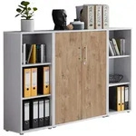 Mid.you Aktenschrank Office Edition - SW Set 2, Grau, Eiche, Holzwerkstoff, 6