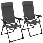 tectake Campingstuhl, Anthrazit, Kunststoff, 57x112x65 cm, Gartenm&ouml;bel,