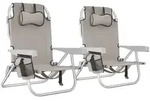tectake Strandstuhl, Beige, Kunststoff, 63x78x101 cm, Gartenm&ouml;bel,...