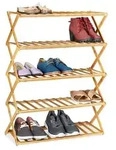 Relaxdays Schuhregal, Hellbraun, Holz, 67x89x26 cm, Garderobe, Schuhaufbewahrung,