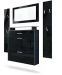 Vladon Garderobe, Schwarz Hochglanz, Holzwerkstoff, 180x180x23 cm, Garderobe,