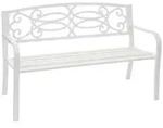 Proregal Gartenbank, Wei&szlig;, Metall, 2-Sitzer, 127x87x58 cm, Gartenm&ouml;bel,