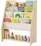 Relaxdays Kinderb&uuml;cherregal, Mehrfarbig, Holz, Textil, 64x78x28 cm, Kinder- &