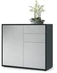 Vladon Kommode, Greige, Holzwerkstoff, 79x74x36 cm, Wohnzimmer, Kommoden &