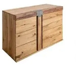 Massivmoebel24 Sideboard, Braun, Holz, Echtholz,Wildeiche, 1 F&auml;cher, 3...
