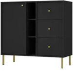 Selsey Sideboard, Schwarz, Metall, 5 F&auml;cher, 3 Schubladen, Rechteckig,...
