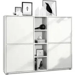 Vladon Highboard, Wei&szlig;, Holzwerkstoff, 130.5x105.5x35.5 cm, Wohnzimmer,...