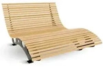 Deluke Wellenliege, Braun, Holz, 148x105x152 cm, Gartenm&ouml;bel, Gartenliegen