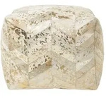 Homescapes Patchwork-Sitzpouf, Grau, Leder, Patchwork, Quadratisch, 50x40x50 cm,