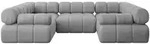 Altdecor Wohnlandschaft, Hellgrau, Textil, 6-Sitzer, U-Form, 285x70x190 cm,