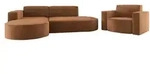 Fun M&ouml;bel Sofaset, Rot, Textil, Ottomane links, 236x78x165 cm, Wohnzimmer,...