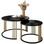 Lookway Couchtisch, Gold, Glas, Rund, 70x47x70 cm, Wohnzimmer, Wohnzimmertische,