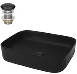 Ml-Design Waschbecken, Schwarz, Keramik, 51x13.5x40.5 cm, Badezimmer,...