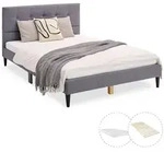 Homestyle4u Polsterbett, Grau, Textil, H2, 140x200 cm, Schlafzimmer, Betten,