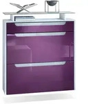 Vladon Schuhschrank, Brombeere, Wei&szlig;, Holzwerkstoff, 89x96x23 cm, Garderobe,