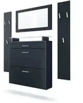 Vladon Garderobe, Schwarz, Holzwerkstoff, 180x180x23 cm, Garderobe,...