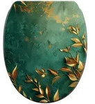 Sanilo Wc-Sitz, Gr&uuml;n, Holzwerkstoff, Baum/Pflanze/Natur, Oval, 37.7x5.5x48 cm,