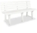 furnicato Gartenbank, Wei&szlig;, Kunststoff, Rechteckig, 145.5x74x49 cm,...