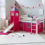 Homestyle4u Hochbett, Wei&szlig;, Pink, Holz, Kinder- & Jugendzimmer, Kinderm&ouml;bel,