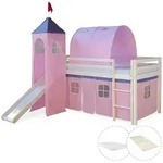 Homestyle4u Hochbett, Wei&szlig;, Rosa, Holz, Kinder- & Jugendzimmer, Kinderm&ouml;bel,