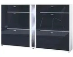 Vladon Schuhschrank, Schwarz Hochglanz, Holzwerkstoff, 155.5x95x28 cm,...