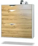 Vladon Schuhschrank, Eiche, Holzwerkstoff, 85x87x33 cm, Garderobe,...