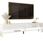 Lookway Lowboard, Wei&szlig; Hochglanz, Metall, 2 F&auml;cher, 180x44x35 cm, Wohnzimmer,