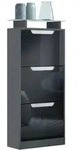 Vladon Schuhschrank, Schwarz Hochglanz, Holzwerkstoff, 46x128x23 cm, Garderobe,