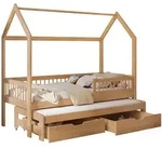 Mirjan24 Hausbett, Natur, Holz, Kiefer, 2 Schubladen, Rechteckig, 90x200 cm,...